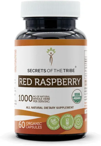 Secrets of the Tribe Red Raspberry USDA Organic 60 cápsulas | Fabricado con cápsulas vegetarianas orgánicas y frambuesa roja orgánica (Rubus idaeus)