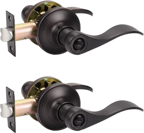 Vista 14 de KNOBWELL - Paquete de 1 manija de puerta de privacidad con palanca, manijas de puerta interiores negras, pomos de puerta interiores, manija