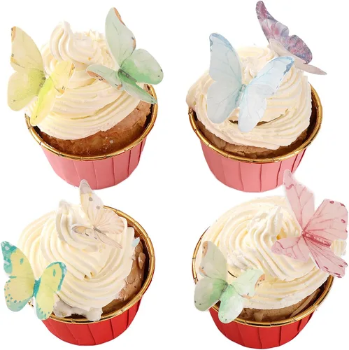 Vista 10 de YOcity 35 adornos comestibles para tartas, flores comestibles, decoración de cupcakes, papel de oblea de Luau Hawaii, decoración de pasteles