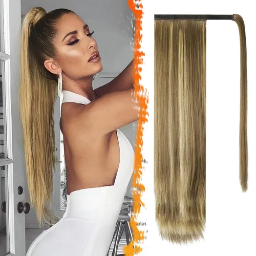 Vista 26 de BARSDAR Extensión de Cola de Caballo Corta y Recta - Extensiones de Cabello de Cola de Caballo con Cordón de 14 Pulgadas en Negro para Mujeres