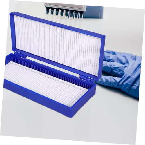 Vista 3 de ULTECHNOVO Caja de diapositivas para microscopio, 2 soportes deslizantes con ranuras numeradas, para portaobjetos de microscopio preparados