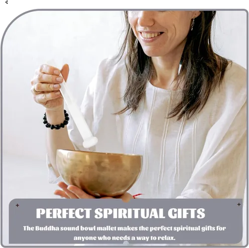 Vista 9 de Cuenco para cantar, mazo de acrílico transparente para tocar meditación de cristal, yoga o baños de sonido