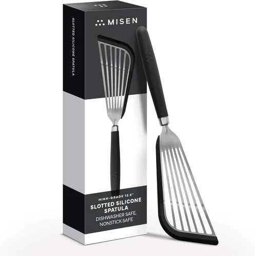 Misen Espátula de silicona para pescado, espátula ranurada para cocinar, perfecta para freír, resistente al calor, apta para lavavajillas, volteador