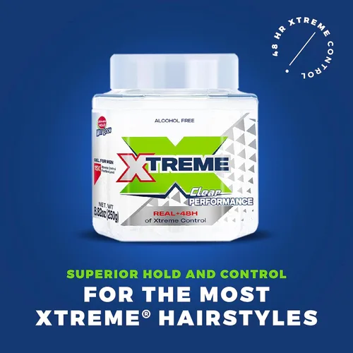 Vista 2 de Xtreme Clear Performance Styling Gel para el cabello para hombres, sin alcohol, control Xtreme de 48 horas con aloe vera, tarro de 8.82 onzas