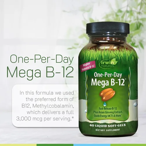 Vista 5 de Irwin Naturals Vitamina de metilcobalamina de alta potencia Mega B-12 de 1,500 mcg, absorción rápida y mejorada con MCT + ginseng asiático, refuerzo