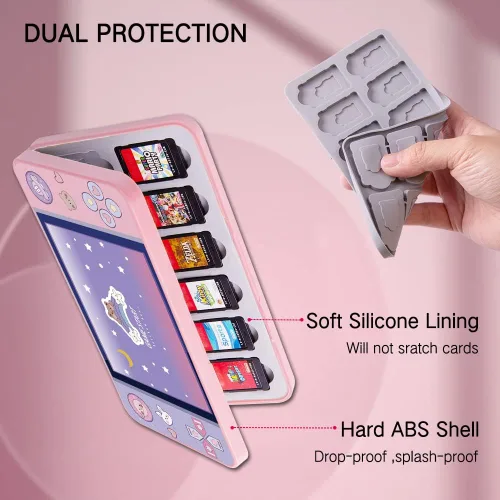 Vista 5 de PERFECTSIGHT Funda de juego Switch compatible con Nintendo Switch OLED y Switch Lite, soporte para juego de 24 interruptores, bonito cartucho