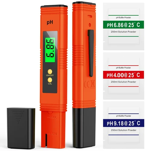 Vista 6 de Medidor de pH para agua 2025, probador digital de pH de alta precisión (precisión 0.01) con certificación UL y 3 polvos de calibración de pH, ideal