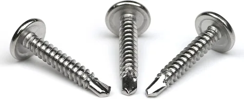 Vista 6 de Paquete de 100 tornillos Phillips autoperforantes de cabeza de oblea de acero inoxidable 410, tornillos Tek de chapa, cabeza de armadura modificada