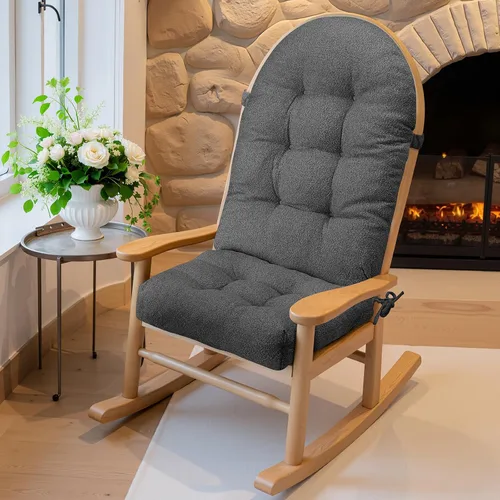 Vista 11 de Cojín de una pieza con respaldo alto para silla mecedora Gris ceniza