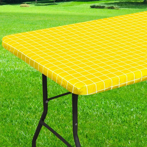 Vista 124 de Mantel rectangular, manteles de plástico elásticos ajustables con parte trasera de franela para mesas de 4 pies, manteles de vinilo impermeables
