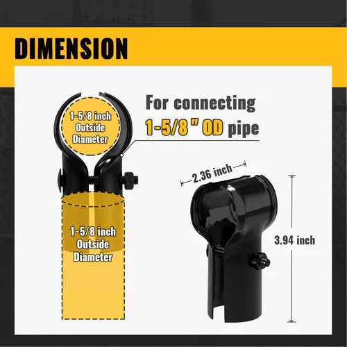 Vista 3 de VIVIDA Abrazaderas de riel extremo de 1-58 pulgadas, accesorios de valla de eslabones de cadena negra, abrazaderas de tubo en T de panel para tubo
