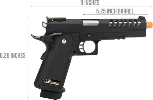 Vista 2 de Lancer Tactical WE 1911 Hi-Capa Hyper Speed Gas Blowback Pistola Airsoft Negro 330 FPS