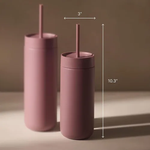 Vista 4 de Fellow Carter - Vaso de cerámica fría con forro de 16 onzas con tapa con Desert Rose