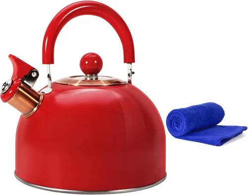 Vista 11 de Hervidor de Té, Hervidor de Té Silbante para Estufa de 2.6 Cuartos, Teteras para Estufa de Acero Inoxidable Grado Alimentario, Mango