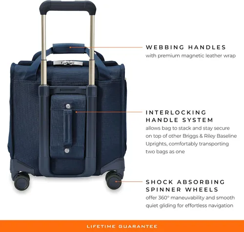 Vista 5 de Briggs & Riley Spinner, Azul Marino, 16-inch Baseline Cabin Bag, Cabina giratoria