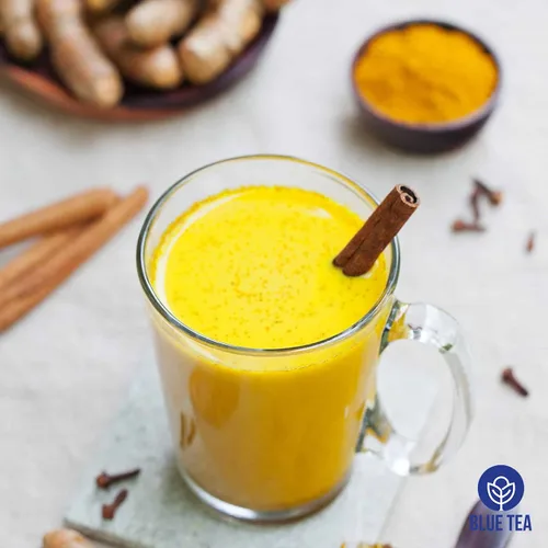 Vista 6 de BLUE TEA Té Ashwagandha de cúrcuma + té de cardamomo de cúrcuma Paquete combinado 18 bolsitas de té ecológicas en forma de pirámide - Vegano