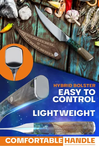 Vista 5 de Dalstrong Cuchillo de filete – 6.5 pulgadas – Serie Valhalla – 9CR18MOV HC Steel – Cuchillo de cocina para regalo de resina celestial y mango
