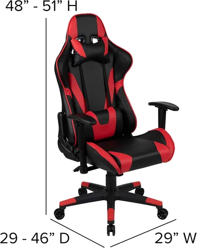 Vista 4 de Flash Furniture X20 - Silla giratoria de policarbonato ergonómica y ajustable con respaldo completamente reclinable en LeatherSoft negro
