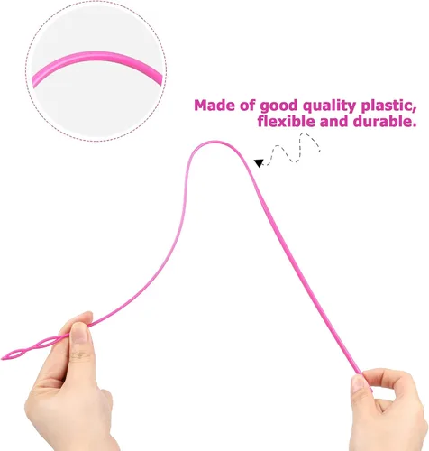 Vista 4 de 10 cordones de cordón con fácil Threaders, reemplazo de cadena de sudadera con capucha con enhebradores de cordón flexible rosa para pantalones