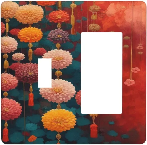 Vista 50 de Cubiertas decorativas para interruptor de luz de arte BOHO, figura abstracta de 1 gang, salida basculante, placa frontal decorativa del interruptor