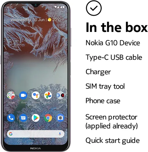 Vista 5 de Nokia G10 Android 11 Smartphone desbloqueado Batería de 3 días Dual SIM Versión de EE. UU. 3/32 GB Pantalla de 6.52 pulgadas Cámara