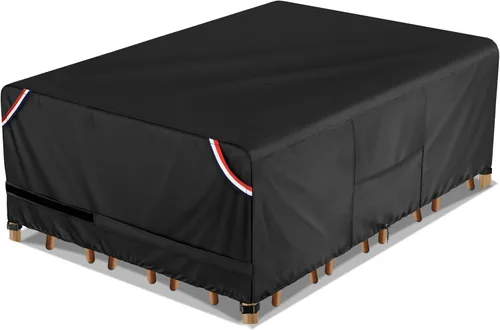 Vista 9 de KylinLucky Fundas para mesa de café de patio, resistentes al agua, 600D, 44 x 24 pulgadas, funda para muebles de comedor al aire libre para 4 x 2
