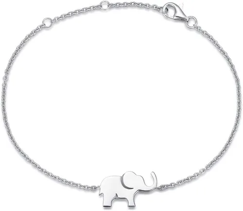 FANCIME Lucky Elephant Bracelet 925 Sterling Silver High Polished Mini Small Elephant Charm Family Link Bracelet Jewelry Birthday Gifts For Women