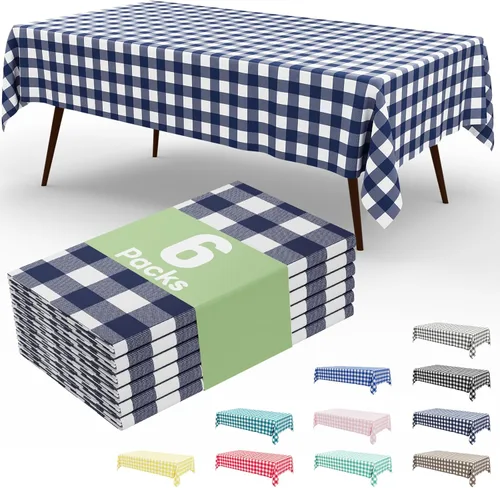 Vista 11 de misaya Paquete de 4 manteles desechables de búfalo, mantel de plástico impermeable de 54 x 72 pulgadas, manteles rectangulares a cuadros caqui