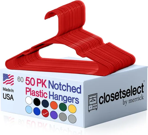 Vista 15 de Perchas de plástico paquete de 50 perchas fuertes que ahorran espacio, fabricadas en Estados Unidos, colgador de plástico perfecto para camisas