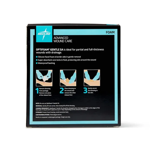 Vista 4 de Medline Optifoam - Apósito de espuma suave con cara de silicona, súper absorbente, 4 x 4 (paquete de 10)