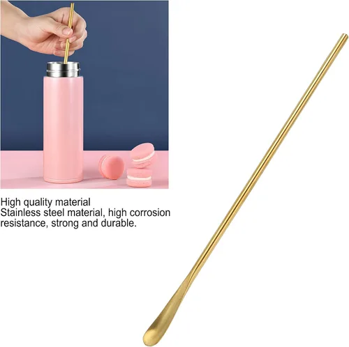 Vista 2 de Cuchara de bar agitadores de cóctel para bebidas, cuchara mezcladora de acero inoxidable de 10.2 pulgadas, mango largo, cuchara pequeña para café