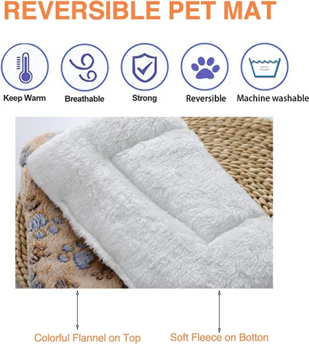 Vista 3 de 2 alfombrillas de cama para mascotas. Cama ultra suave para mascotas (perro/gato) con bonitos estampados. Almohadilla reversible de lana de cordero