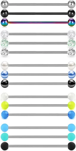Mayhoop Piercing industrial de acero inoxidable 14G para cartílago, piercing corporal, joyería de 1.496in 1.378in, barra de perforación industrial