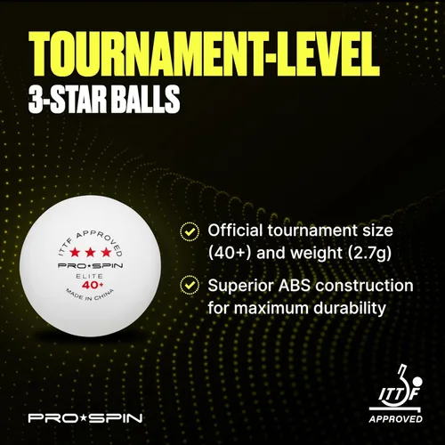 Vista 4 de PRO-SPIN Ping Pong Balls – 3-Star ITTF-Approved Premium Table Tennis Balls High-Performance 40+ ABS Professional Quality for Indoor & Outdoor