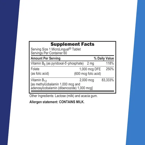 Vista 2 de Superior Source No Shot Advanced B12 (2000 mcg), tabletas microlingües de disolución rápida, 60 unidades, metilcobalamina y adenosilcobalamina, B6
