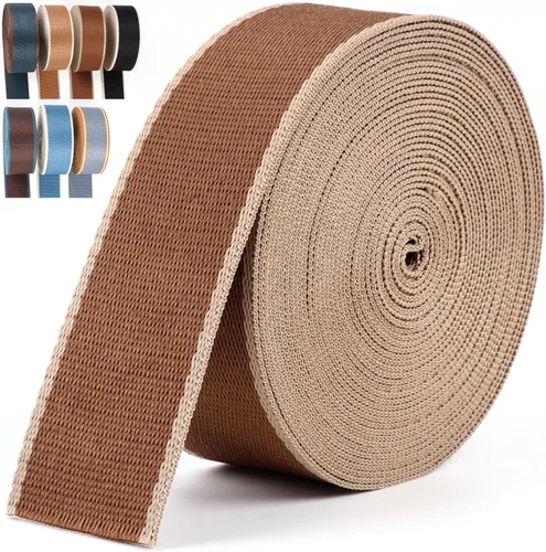 Vista 5 de Webbing 1.5 Inch-6 Rolls Polycotton 1 1/2 inch Webbing Strap for Bag Making-1.5 "Cotton Striped Ribbon for Purse Backpack Luggage Straps 18 Yards