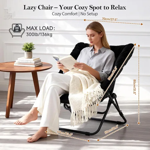 Vista 37 de Silla platillo, cómodas sillas de dormitorio, silla plegable de piel sintética de gran tamaño, silla plegable con marco de metal para sala de estar