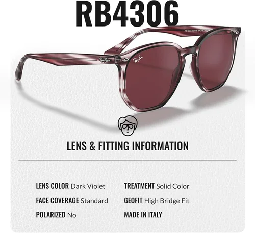 Vista 4 de Ray-Ban RB4306 - Gafas de sol de forma cuadrada redonda con kit oficial de gafas
