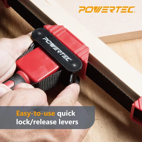 Vista 4 de POWERTEC Abrazaderas de correa para carpintería: abrazaderas de banda de liberación rápida con mango ergonómico, abrazadera ajustable para marco