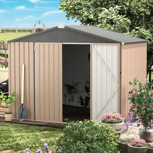 Vista 4 de AECOJOY Cobertizo de 5 x 3 pies, pequeños cobertizos de metal y espacio de almacenamiento al aire libre de 3 x 5 pies, pequeño cobertizo de metal