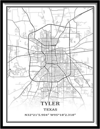 Tanokcrs Tyler Texas America Wall Art City Map Paintings Canvas Unframed Artwork Modern Simple Poster Home Office Decor 9x11 inches