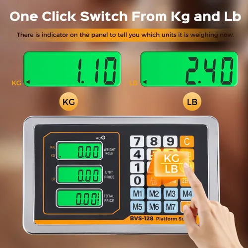 Vista 3 de Bonvoisin Báscula de Plataforma Digital de 660 Libras, Báscula de Piso de Servicio Pesado KG/LB Intercambiable, Báscula Postal de Envío para Pesar