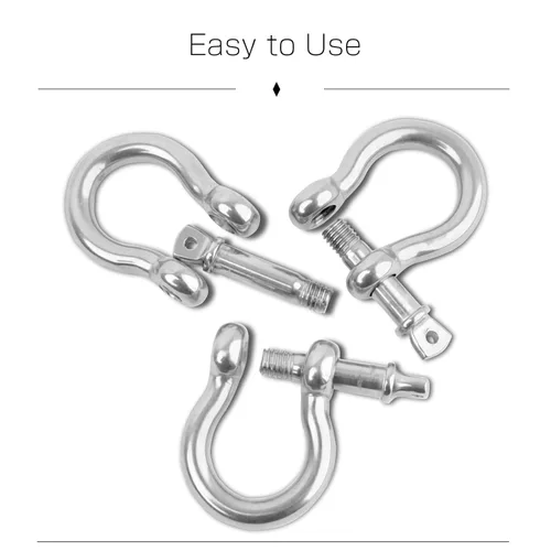Vista 5 de AMYSPORTS Grillete de cadena resistente de acero inoxidable elevación pasador de carga grillete arco de ancla de anillo marino grilletes tornillo