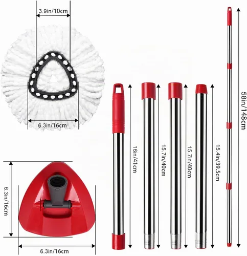 Vista 4 de Cabezales de repuesto para trapeador, base de repuesto compatible con el sistema O Cedar EasyWring de 1 tanque, 2 repuestos de cabezal de trapeador