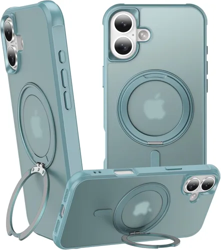 Vista 42 de Anillo giratorio magnético de 360° para iPhone 15 Plus, soporte de metal integrado y soporte de anillo, compatible con Magsafe, protección de grado