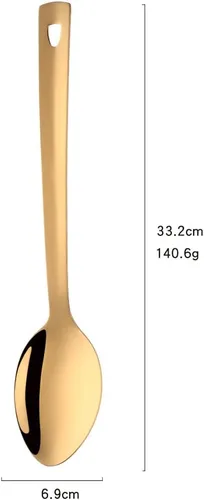 Vista 5 de Cucharas de servir de acero inoxidable: juego de 6 cubiertos de mango largo, cucharadas grandes de metal para servir cocina buffet banquete de 13