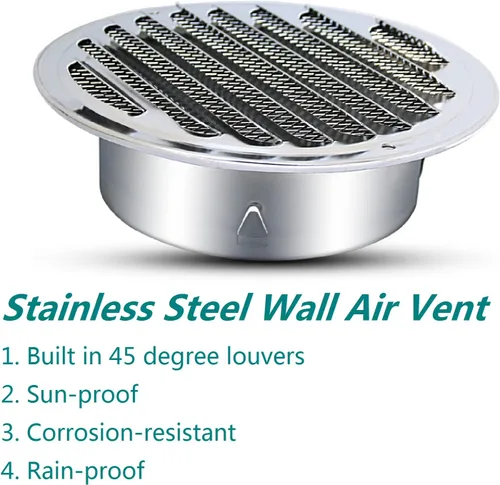 Vista 3 de Ventilación de ventilación de acero inoxidable de 3 pulgadas, cubierta de rejilla con rejillas de ventilación plana de conductos de ventilación