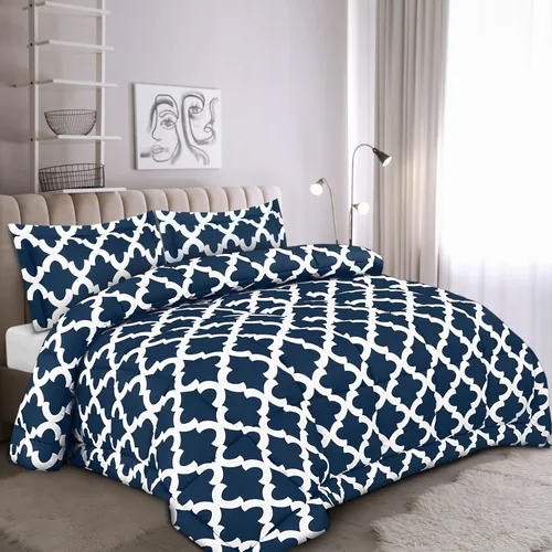 Vista 7 de Utopia Bedding - Juego de edredón Queen (azul marino) con 2 fundas de almohada - Juegos de edredón de cama - Edredón de plumón alternativo - Suave