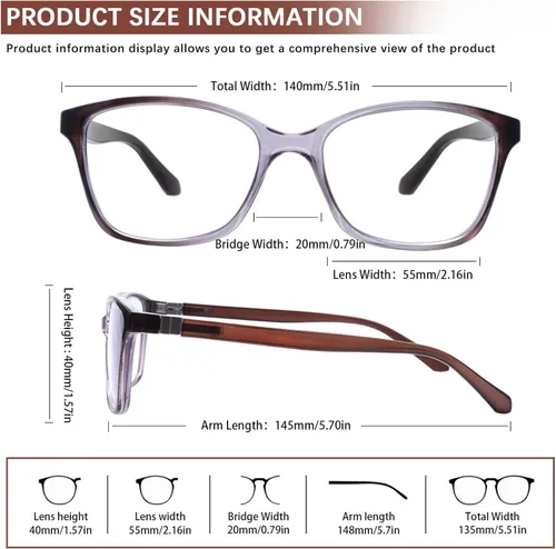 Vista 16 de 3 Pack Progressive Multifocus Reading Glasses Blue Light Blocking Multifocal Readers for Women Men with Spring Hinge