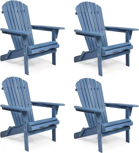 Vista 11 de Silla Adirondack plegable de madera de gran tamaño con respaldo y tablero de asiento premontados, silla de descanso para patio al aire libre